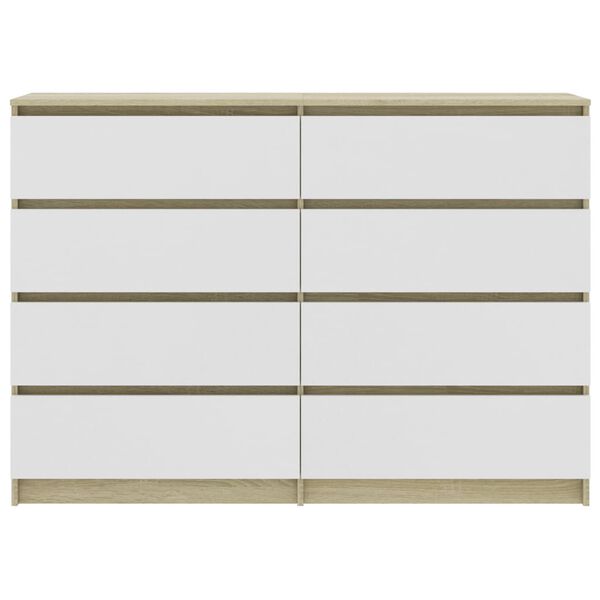 vidaXL Buffet blanc et ch&ecirc;ne sonoma 140x35x99 cm bois d'ing&eacute;nierie