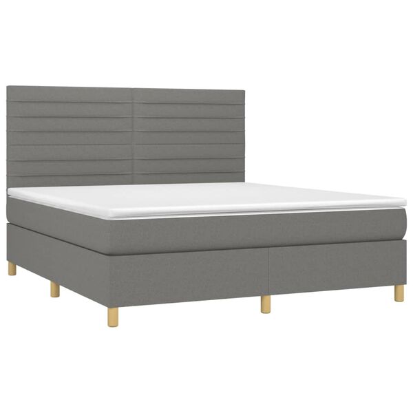 vidaXL Sommier &agrave; lattes de lit avec matelas Gris fonc&eacute; 160x200cm Tissu