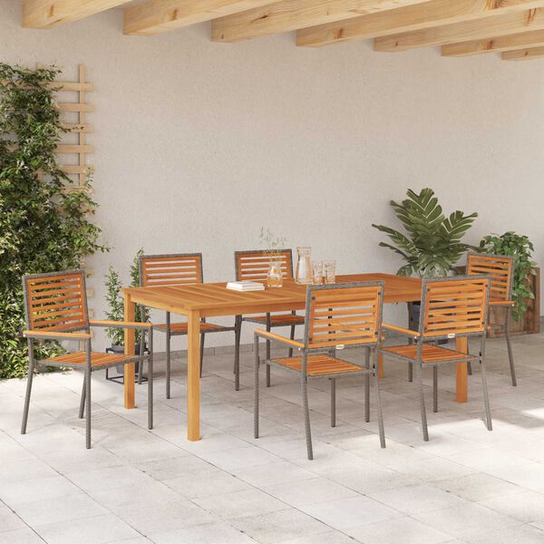 vidaXL Ensemble de salle &agrave; manger pour jardin 7 pcs Gris