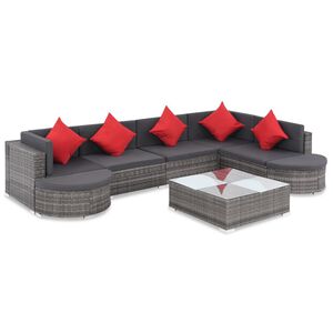 vidaXL Salon de jardin 8 pcs avec coussins R&eacute;sine tress&eacute;e Gris