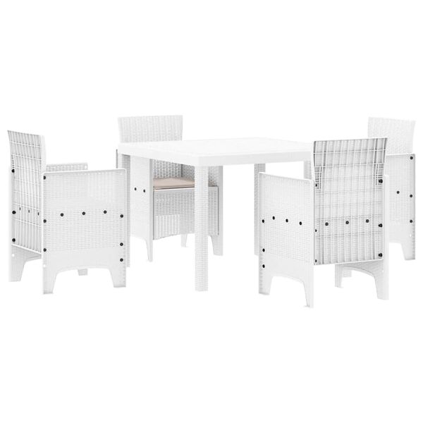 vidaXL Ensemble de salle &agrave; manger pour jardin 5 pcs Blanc Rattan Polt