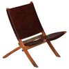 vidaXL Chaise de relaxation pliable Marron Cuir v&eacute;ritable