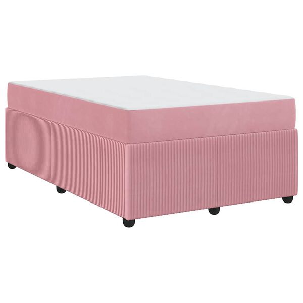 vidaXL Cadre de lit avec matelas Rose 120 x 190 cm Velours