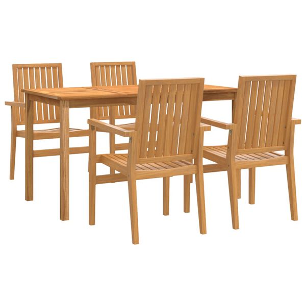 vidaXL Ensemble &agrave; manger de jardin 5pcs Bois de teck massif