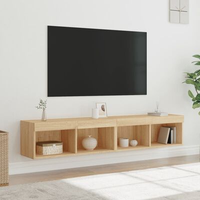 vidaXL Meubles TV avec lumières LED 2 pcs chêne sonoma 80x30x30 cm