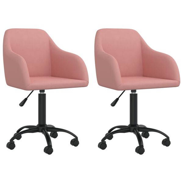 vidaXL Chaises pivotantes &agrave; manger lot de 2 rose velours