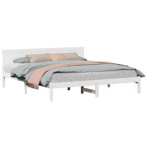 vidaXL Cadre de lit Blanc 200 x 200 cm Bois de pin massif