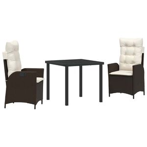 vidaXL Ensemble de salle &agrave; manger pour jardin 3 pcs Marron polyrotin