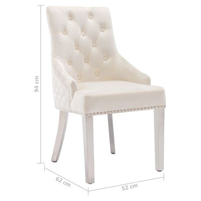 vidaXL Chaises à manger lot de 2 Crème Velours