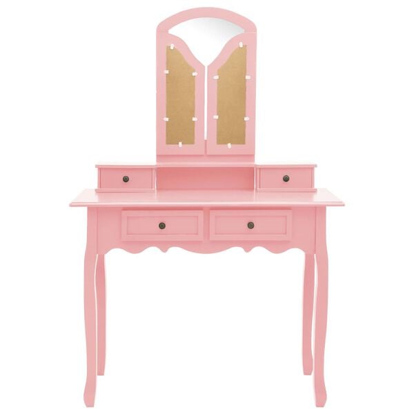 vidaXL Ensemble de coiffeuse et tabouret Rose 100x40x146 cm Paulownia