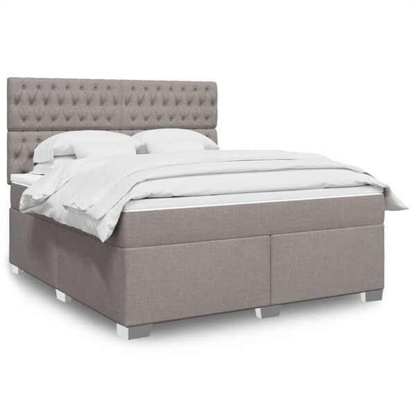 vidaXL Sommier &agrave; lattes de lit avec matelas Taupe 180x200 cm Tissu