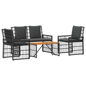 vidaXL Ensemble de meubles d'ext&eacute;rieur 4 pc Noir et Gris fonc&eacute;