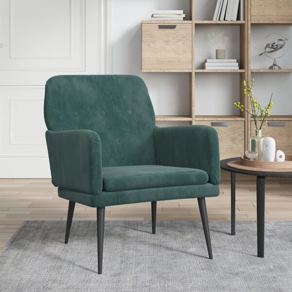vidaXL Fauteuil Vert foncé 62x79x79 cm Velours