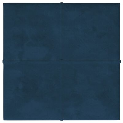 vidaXL Panneaux muraux 12 pcs Bleu 30x30 cm Velours 1,08 m²