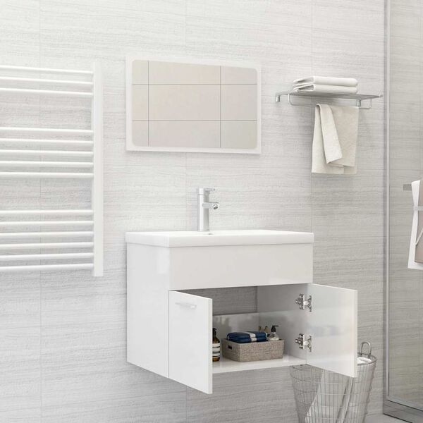 vidaXL Ensemble de meubles de salle de bain 2 pcs Blanc brillant
