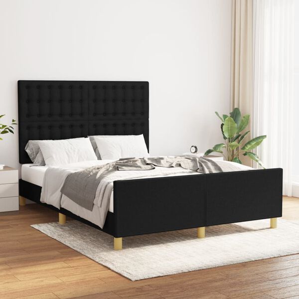 vidaXL Cadre de lit sans matelas noir 140x190 cm tissu