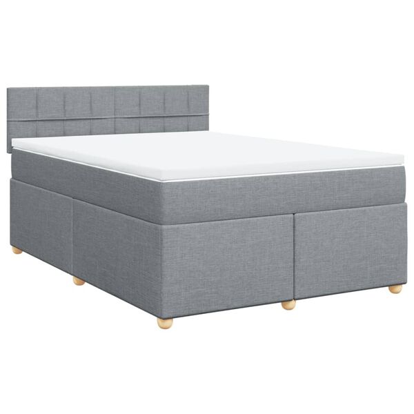 vidaXL Sommier &agrave; lattes de lit avec matelas Gris clair 160x200cm Tissu