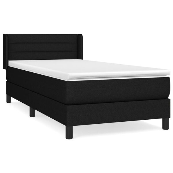 vidaXL Sommier &agrave; lattes de lit avec matelas Noir 100x200 cm Tissu