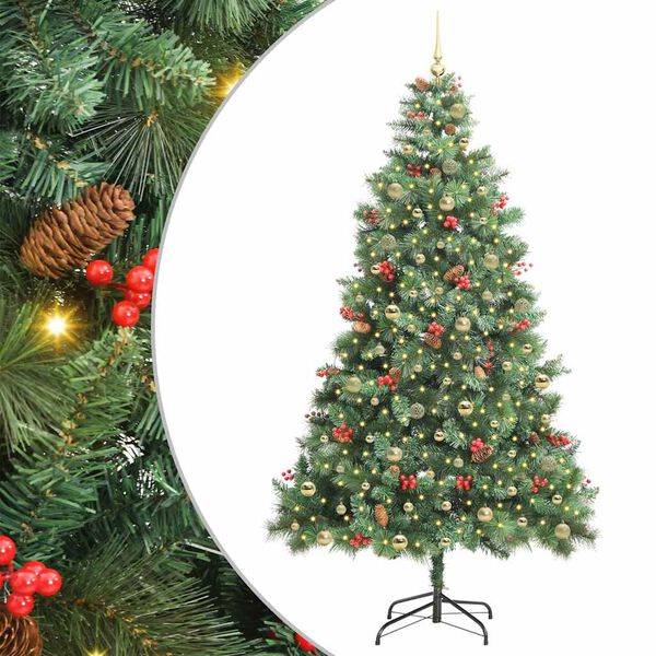 vidaXL Sapin de No&euml;l artificiel Vert 240 cm PVC et m&eacute;tal