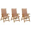 vidaXL Chaises de jardin inclinables 3 pc Naturel Bois d'Acacia Massif