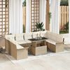 vidaXL Ensemble de canap&eacute; de jardin 10 pcs Beige Poly rotin