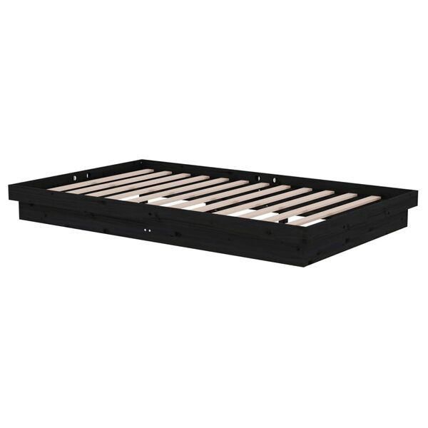 vidaXL Cadre de lit sans matelas noir bois massif 120x200 cm