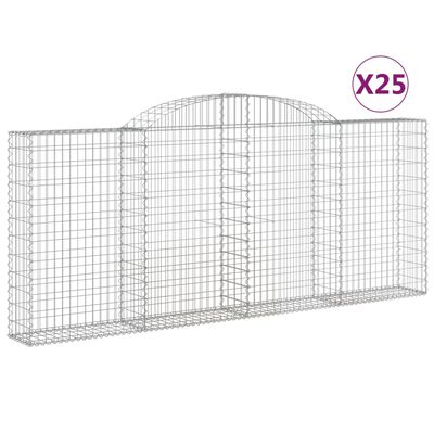 vidaXL Paniers à gabions arqués 25 pcs 300x30x120/140 cm fer galvanisé