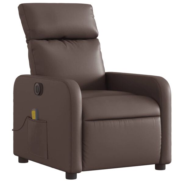 vidaXL Fauteuil de massage inclinable &eacute;lectrique marron similicuir