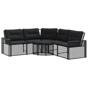 vidaXL Canap&eacute; de jardin et coussins et repose-pied en forme de L rotin