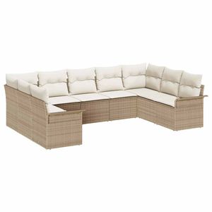 vidaXL Ensemble de canap&eacute; de jardin 9 pc Beige polyrotin