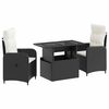 vidaXL Ensemble de repas ext&eacute;rieur 3 pcs Noir et blanc cr&egrave;me polyrotin