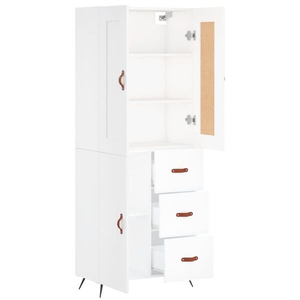 vidaXL Buffet haut Blanc 69,5x34x180 cm Bois d'ing&eacute;nierie