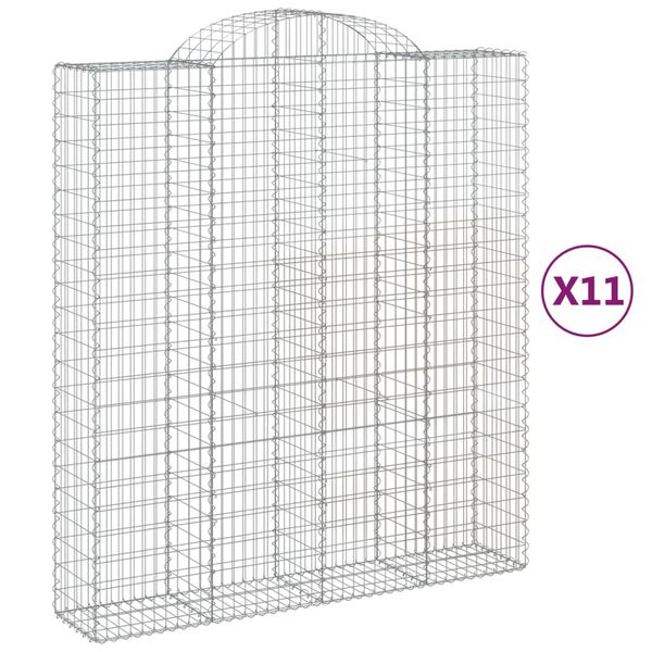 vidaXL Paniers &agrave; gabions arqu&eacute;s 11 pcs 200x50x220/240 cm Fer galvanis&eacute;