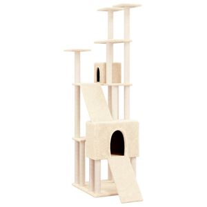 vidaXL Arbre &agrave; chat avec griffoirs en sisal Cr&egrave;me 190 cm