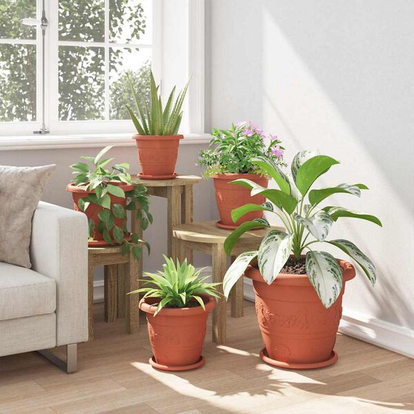 vidaXL Plateau &agrave; fleurs rond 24 pcs Rouge brique &Oslash; 14 x 2 cm Plastique