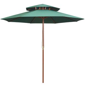 vidaXL Parasol &agrave; deux &eacute;tages avec poteau en bois 270 x 270 cm vert