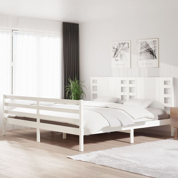 vidaXL Cadre de lit sans matelas blanc 200x200 cm bois massif de pin