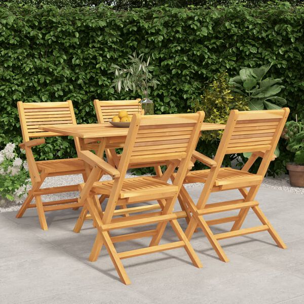vidaXL Ensemble &agrave; manger de jardin 5 pcs Bois de teck massif