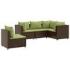 vidaXL Salon de jardin 5 pcs avec coussins Marron R&eacute;sine tress&eacute;e
