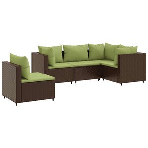 vidaXL Salon de jardin 5 pcs avec coussins Marron R&eacute;sine tress&eacute;e