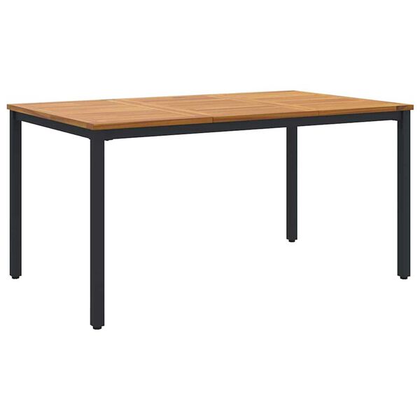 vidaXL Table de jardin Naturel et Noir 150 x 90 x 75 cm