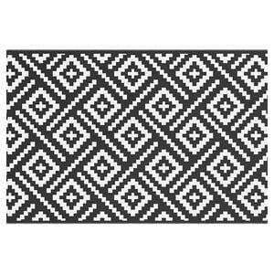 vidaXL Tapis d'ext&eacute;rieur ARAKIL Blanc et noir 120x180 cm PP