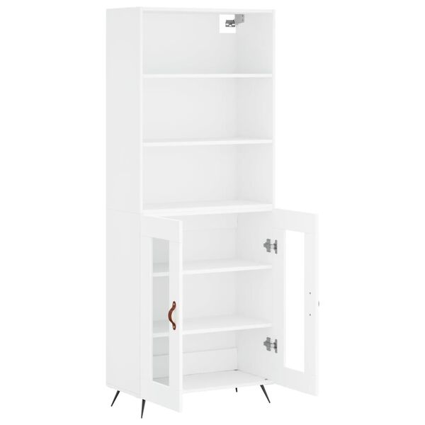 vidaXL Buffet haut Blanc 69,5x34x180 cm Bois d'ing&eacute;nierie