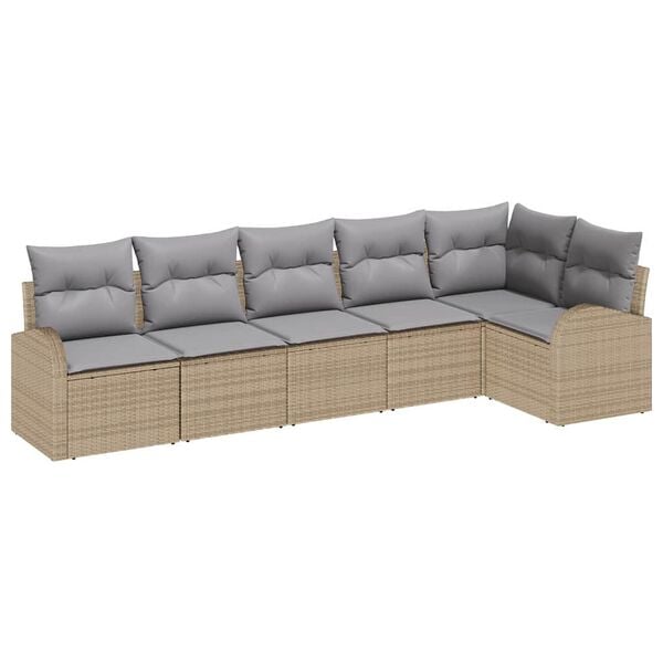 vidaXL Ensemble de canap&eacute; de jardin 6 pcs Beige et Gris clair