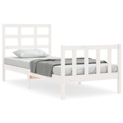 vidaXL Cadre de lit avec tête de lit blanc petit simple bois massif
