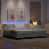 vidaXL Lit &agrave; ressort LED avec matelas Gris clair 200 x 200 cm Velours