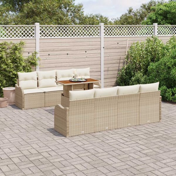 vidaXL Ensemble de canap&eacute; de jardin avec coussin 7 pcs beige et cr&egrave;me