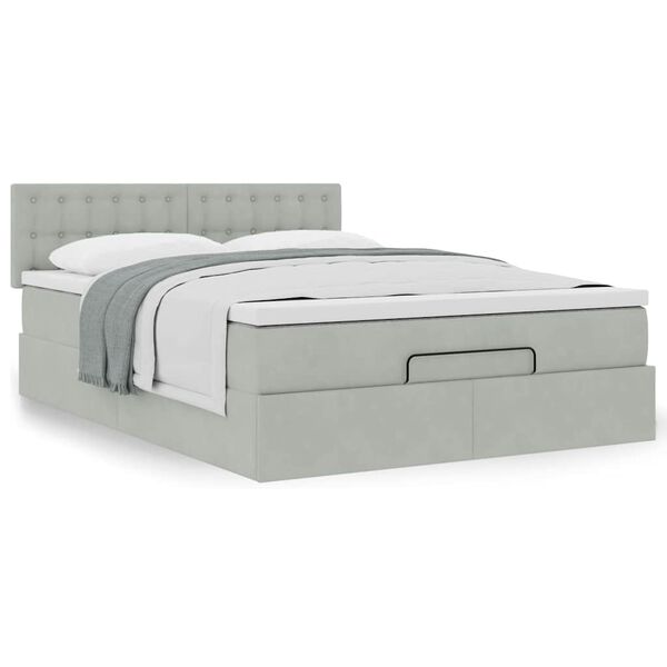 vidaXL Cadre de lit ottoman et matelas gris clair 140x190 velours