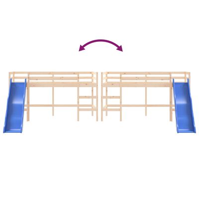 vidaXL Lit mezzanine enfants toboggan 90x200 cm bois pin massif