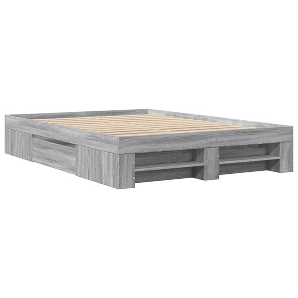 vidaXL Cadre de lit sans matelas sonoma gris 120x190 cm